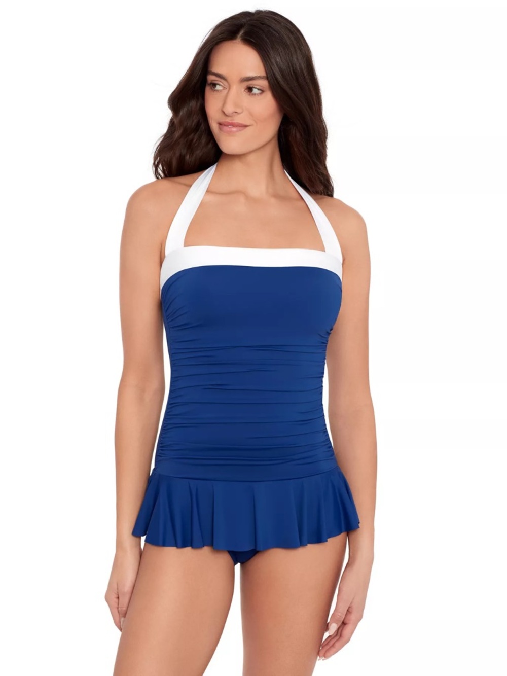 LAUREN RALPH LAUREN 8 Bel Air Skirted One Piece Swimsuit • Retro Halter - Picture 10 of 13